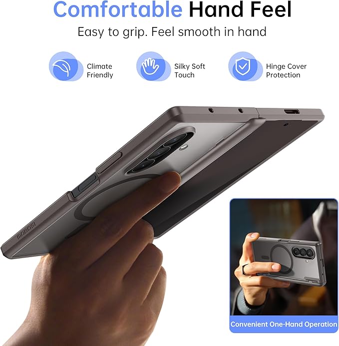 MOBOSI Magnetic for Z Fold 7 Case with Privacy Screen Protector, Compatible with Magsafe, Full-Body Slim Coverage Hinge Protection, Shockproof Phone Cover for Samsung Galaxy Z Fold7, Gray