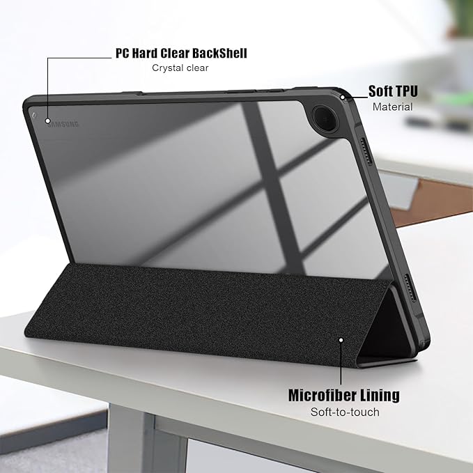 Case for Galaxy Tab A9+/A9 Plus 11 inch 2024,Shockproof Cover with Clear Transparent Back Shell Case for (SM-X210/X215/X216) Auto Wake/Sleep Function,D't Touch