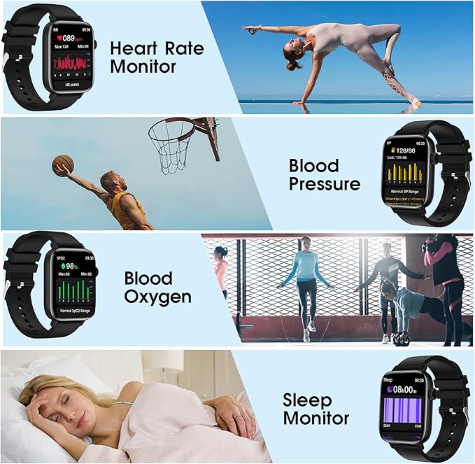 Smart Watch for Android iPhone, 1.9" Fitness Tracker with (Answer/Make Calls) IP 67 Waterproof Sport Digital Watches, Blood Pressure Heart Rate Monitor Step Counter Sleep Tracker