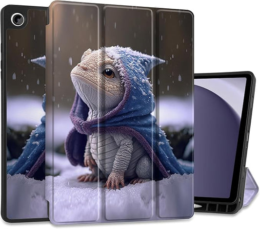 MEEgoodo Case for Samsung Galaxy Tab A9 Plus 11 inch Cover 2024 2023 with S Pen Holder, A9+ Smart Tablet Cases with Leather Trifold Stand+Soft TPU Back Shell+Smart Auto Wake/Sleep, Cute Dragon Cub