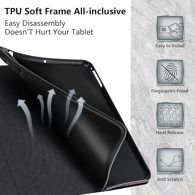 Slim Case for Samsung Galaxy Tab S10 FE / S9 FE 5G 10.9" & Tab S9 11", PU Leather Protective Cover, Multi-Angle Stand, Auto Sleep/Wake, Rooster