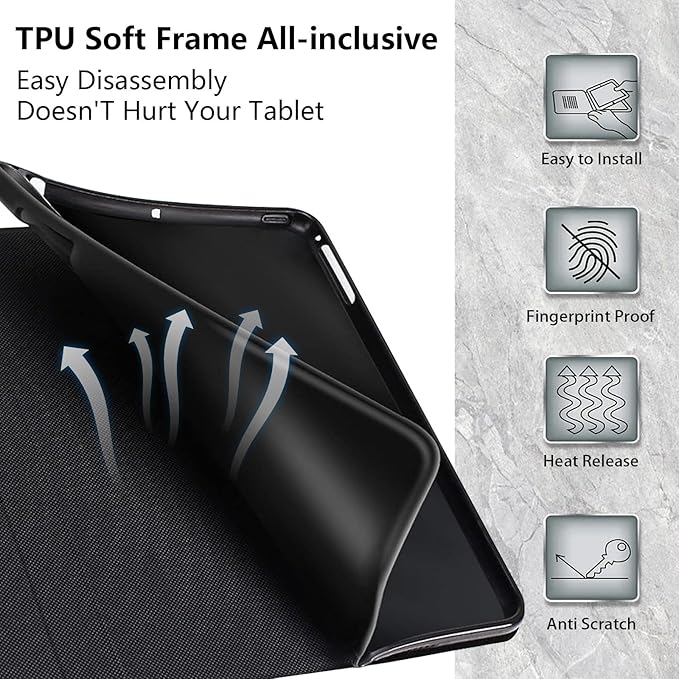 Slim Case for Samsung Galaxy Tab S10 FE / S9 FE 5G 10.9" & Tab S9 11", PU Leather Protective Cover, Multi-Angle Stand, Auto Sleep/Wake, Bee