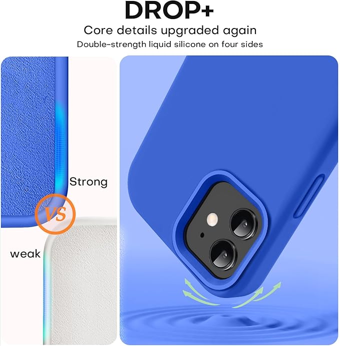 Vooii Compatible with iPhone 12 Case/iPhone 12 Pro Case, Liquid Silicone Upgrade [Soft Anti-Scratch Microfiber Lining] [Shockproof Drop Protection] Phone Case 6.1 inch - Klein Blue