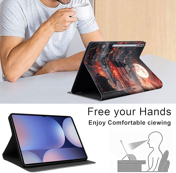 Case for Samsung Galaxy Tab S10 Ultra/Galaxy Tab S9/S8 Ultra 14.6-Inch, Slim PU Leather Stand Cover with Auto Wake/Sleep, Multi-Angle Viewing & Shockproof, Ancient Buildings