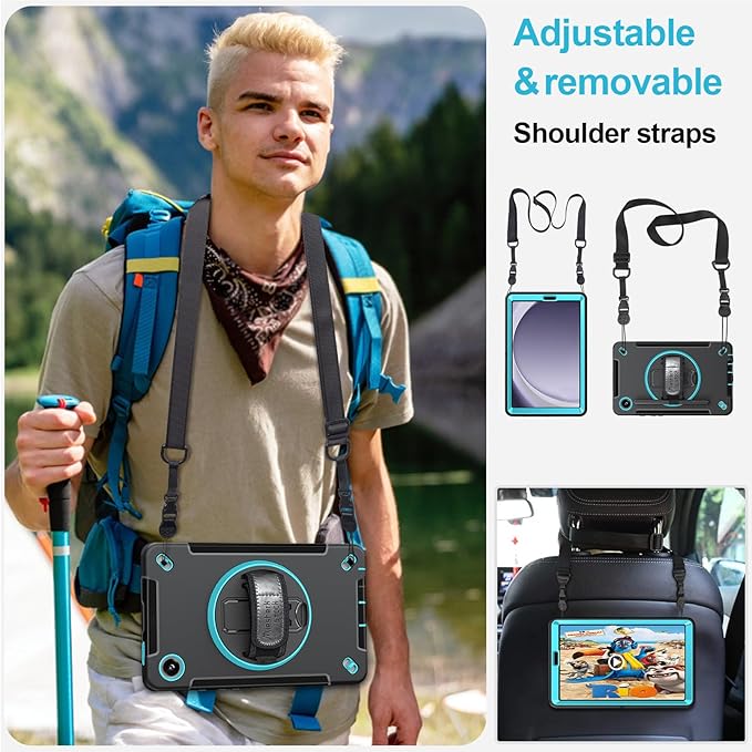 Case for Galaxy Tab A9 Plus 5G 2023: Heavy Duty TPU Cover for Samsung Tablet A9+ 11 Inch with Stand - Handle - Shoulder Strap -S-Pen Holder- Mint Green