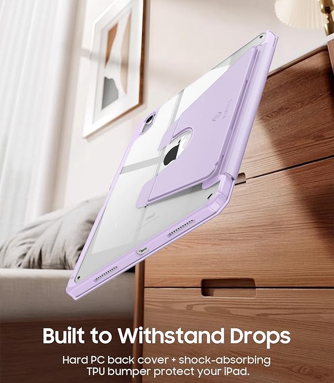 Fintie Vertical Stand Case for iPad (A16) 11th Generation 11 Inch (2025), iPad 10th Generation 10.9 Inch (2022), Multi-Angle Viewing Clear Cover with Pencil Holder, Magnetic Ultra-Stable, Purple