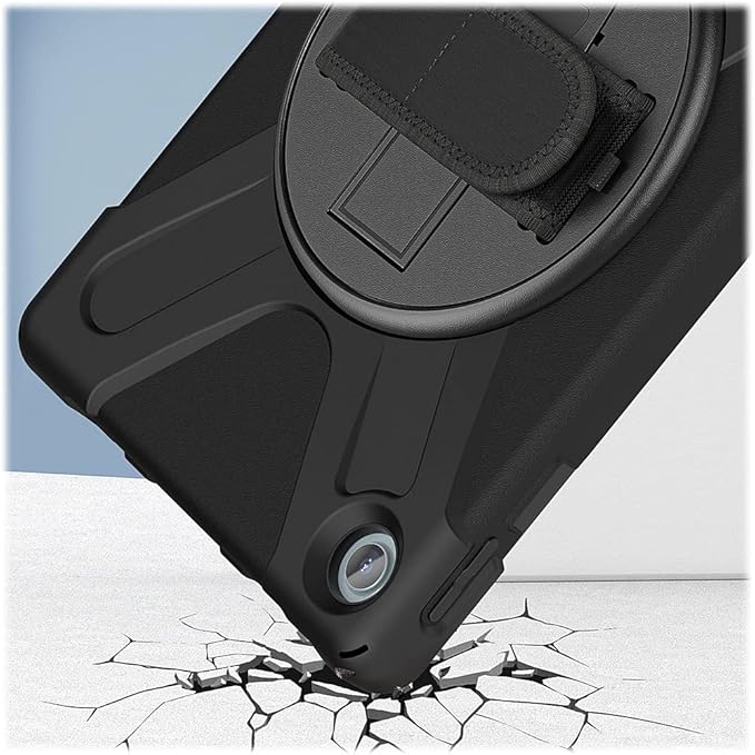 SaharaCase - Protection Hand Strap Series Case for Lenovo Tab M10 Plus (3rd Gen) [Shockproof Bumper] Rugged Full Screen Protection Integrated Kickstand Antislip Cover - Black