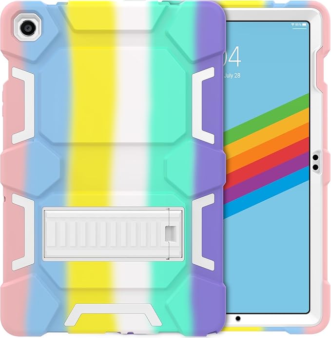 CCMAO Case for Samsung Galaxy Tab A9+/A9 Plus 11”(SM-X210/X216/X218), Heavy Duty Shockproof Hard Hybrid Three Layer Protective Cover with Kickstand for Galaxy Tablet A9+ 2023 Model for Kids, Rainbow
