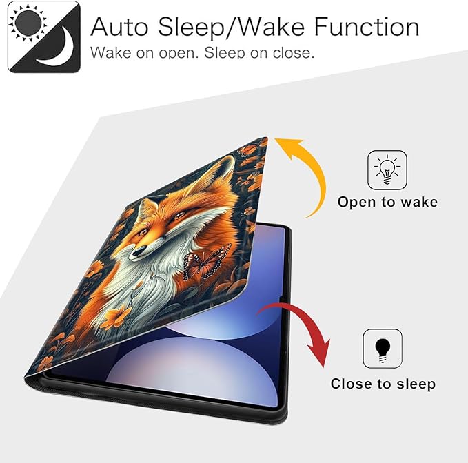 Case for Samsung Galaxy Tab S10 Ultra/Galaxy Tab S9/S8 Ultra 14.6-Inch, Slim PU Leather Stand Cover with Auto Wake/Sleep, Multi-Angle Viewing & Shockproof, Beautiful Fox