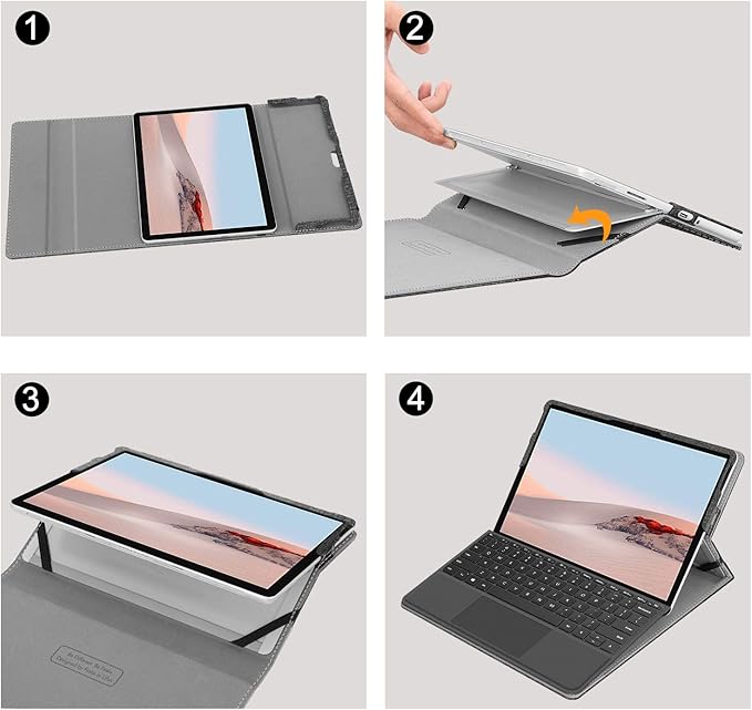 Fintie Protective Case for Microsoft Surface Go 4/3/2/1 (2023/2021/2020/2018) - Multi-Angle Portfolio Business Cover with Pocket, Compatible with Type Cover Keyboard, Gray