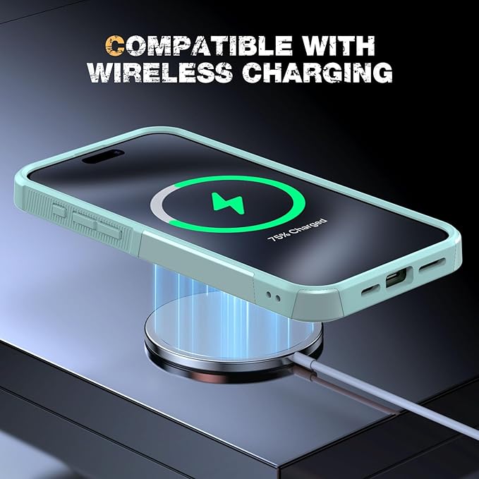 Diaclara Designed for iPhone 15 Pro Max Case, [with Privacy Screen Protector] [Anti Spy] [Military Grade Drop Protection] Heavy Duty Full-Body Shockproof Phone Case, Mint Green