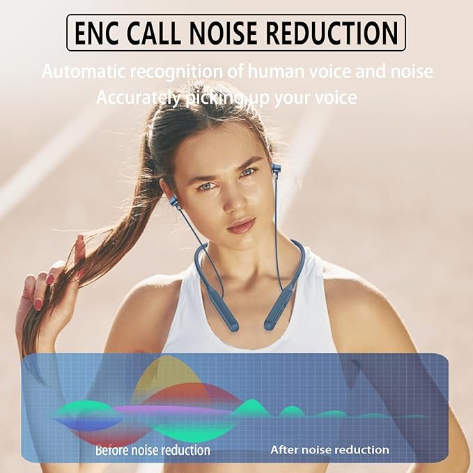 Neckband Bluetooth Headphones，V5.2 with Microphone, 35 Hours Playtime, in-Ear Bluetooth Neckband Headphones，IPX7 sweatproof deep bass is Used for Music Phone Sports. (Blue)