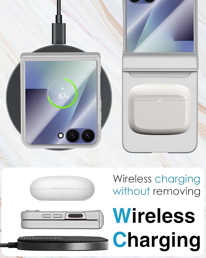 STORMTAL for Samsung Galaxy Z Flip 7 Case, Hinge Protection, Built-in Screen Protector, Wireless Charging, Shockproof, Slim Rugged Phone Protective Case for Galaxy Z Flip 7 Silver