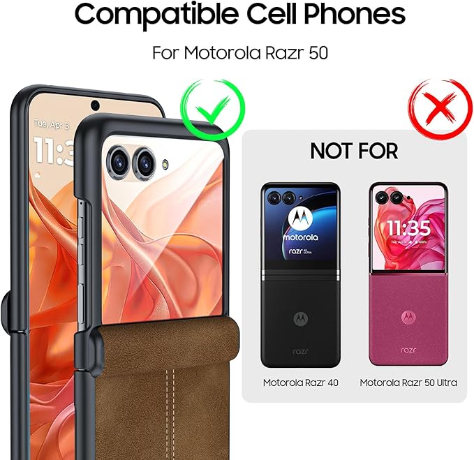 for Motorola Razr 2024 Case/Razr 2025 Case, Built-in Screen Protector & Hinge Protection & Ultra Thin PU Leather Matte PC Shockproof Phone Cover Smartphone Case for Moto Razr 2024/2025(Brown)