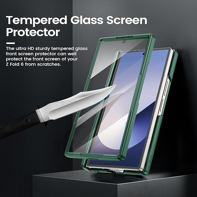VEGO for Galaxy Z Fold 6 Case with Belt Clip Holster, 360°Ring Magnetic Kickstand & Camera Cover & Front Screen Protector & Hinge Protection Shockproof Armor Case for Samsung Z Fold 6 - Green