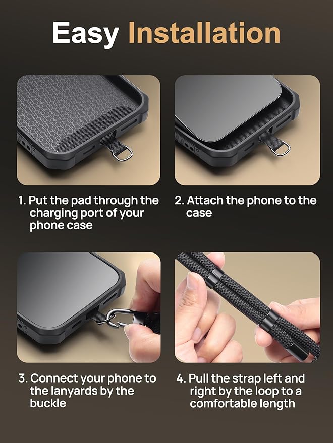 Vihibii for iPhone 16 Pro Case with Crossbody Lanyard Strap, Built-in Card Holder (4 Cards) [RFID Blocking] & Slide Camera Cover, Military Grade Drop Protection, Hard Back & Soft Edge Case, Black