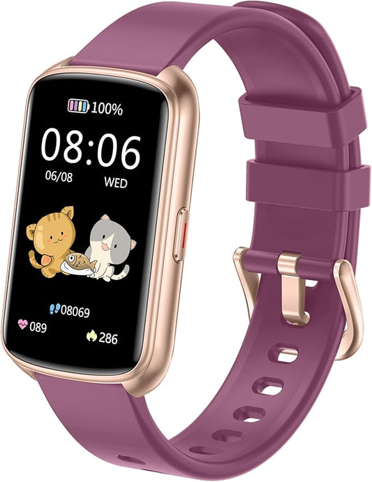 Fitness Trackers, 1.47 Inch Smartwatch, Touchscreen Activity Tracker with Thin Smartband Design, 5ATM Waterproof Fitness Watch Blood Oxygen Heart Rate Monitor for Android/iOS (Purple)