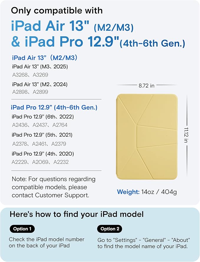 MOFT Dynamic Folio Case for iPad Air 13 Inch M3/M2 (2025/2024), iPad Pro 12.9 6th/5th/4th Gen, Silm Magnetic Stand Case with 20+ Viewing Angles, Auto Wake/Sleep, Ultra Thin, Panna Cotta x Faded Jeans