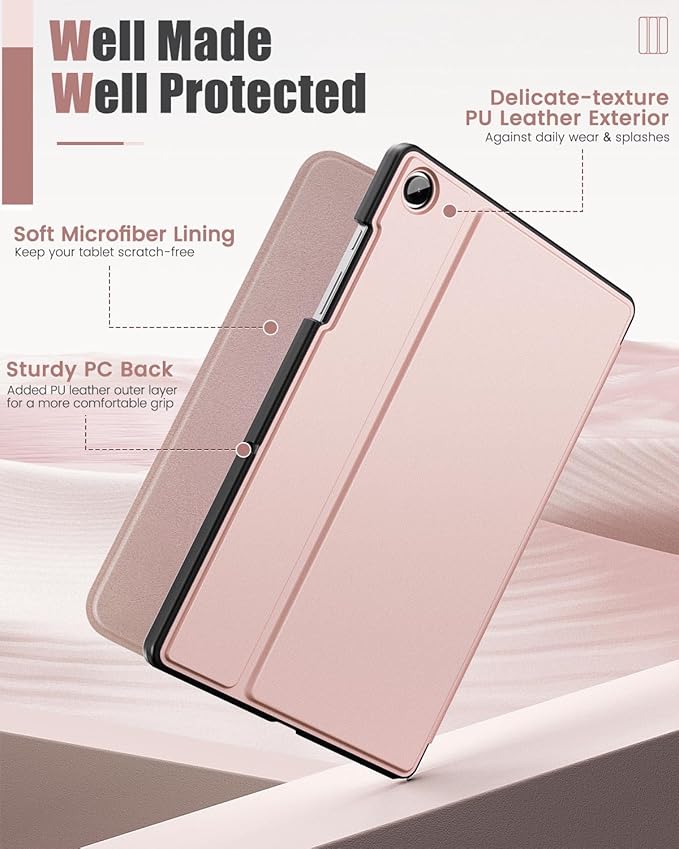 MoKo Case for Samsung Galaxy Tab A9 Plus 11-Inch 2023, Multi-Angle Viewing Slim Hard Back Shell Protective Cover Case with Auto Wake/Sleep for Galaxy Tab A9+ Tablet SM-X210/SM-X216/SM-X218, Rose Gold