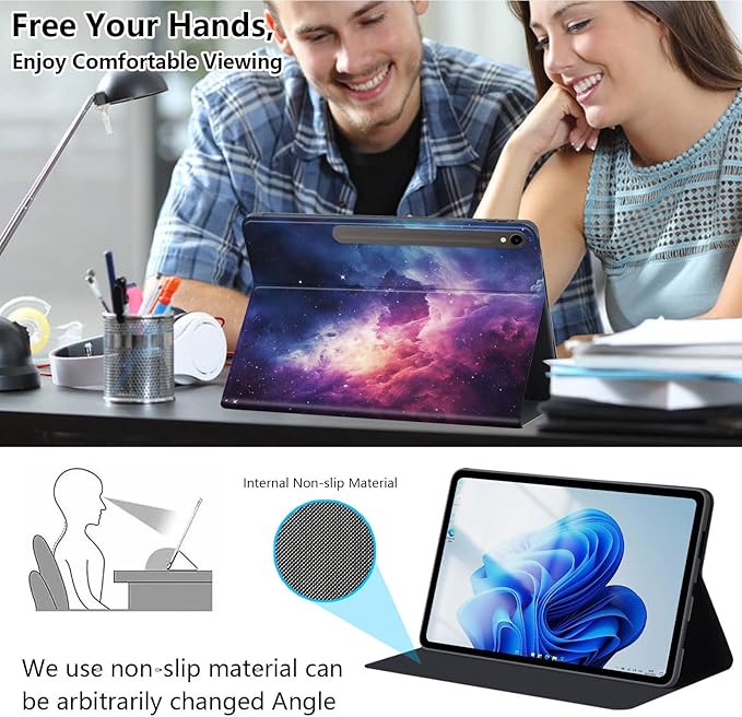 Slim Case for Samsung Galaxy Tab S10 FE / S9 FE 5G 10.9" & Tab S9 11", PU Leather Protective Cover, Multi-Angle Stand, Auto Sleep/Wake, Galaxy