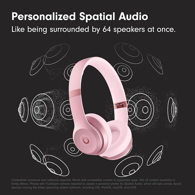 Beats Solo 4 - Wireless Bluetooth On-Ear Headphones, Apple & Android Compatible, Up to 50 Hours of Battery Life - Metallic Pink