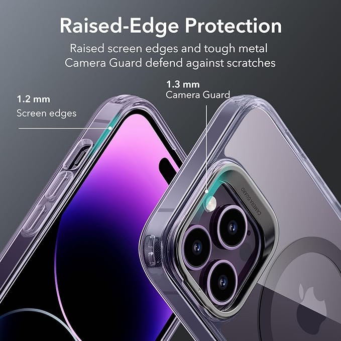 ESR for iPhone 14 Pro Case, Compatible with MagSafe, Built-in Camera Ring Stand, Military-Grade Protection, Magnetic Phone Case for iPhone 14 Pro, Classic Kickstand Case (HaloLock), Clear Purple