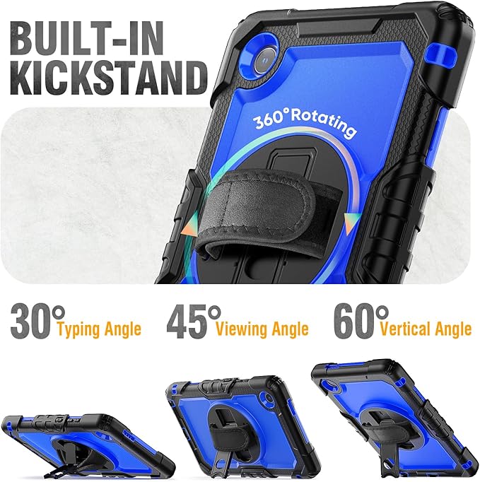 HXCASEAC Case for Lenovo Tab One/Tab K9 2025 (TB-305FU) 8.7 inch, with Screen Protector/Rotating Hand Strap/Sturdy Stand, Protective Cover for Lenovo one Tablet - Blue