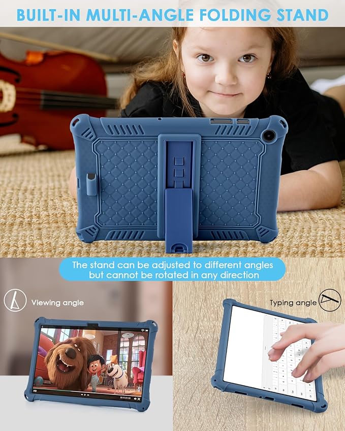 DETUOSI Compatible with Samsung Galaxy Tab A9 Plus Case 11 inch 2023, with Shoulder Strap & Stylus Pen, Soft Silicone Multi-Angle Case for Galaxy Tab A9+ Tablet SM-X210/X216/X218, Dark Blue