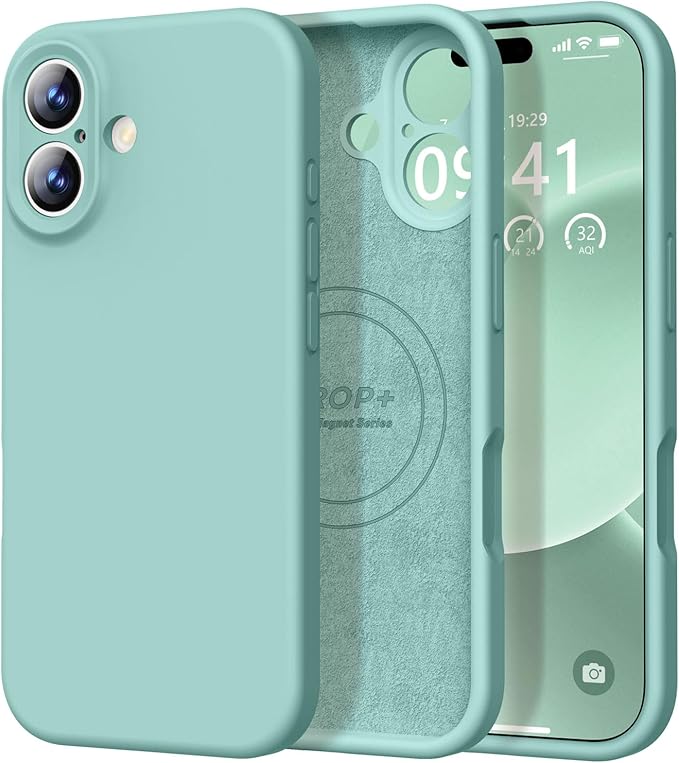 Vooii Magnetic Compatible with iPhone 17 Case (Compatible with Magsafe) (Upgraded Camera Protection) Liquid Silicone Shockproof Full Body Protective Phone Cover for Women Men, Pine Green, 6.3"