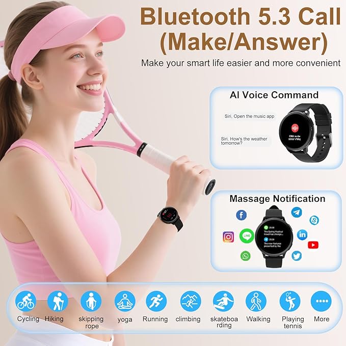 Smart Watch for Men Women Fitness Tracker with 100+ Sport Modes,Activity Trackers for iOS/Android Waterproof/Heart Rate/Sleep/Steps Monitor/Pedometer Monitor Monitor (Black)