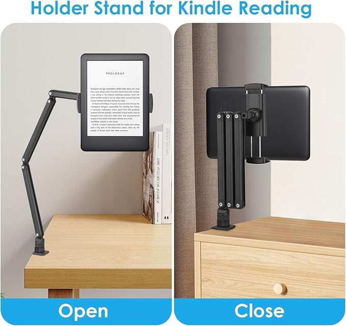 Tablet Stand Holder for ipad,Kindle,Portable Monitor Stand Holder 15.6'' Max,Foldable Tablet Mount Arm for ipad with 360°Rotate Base,Fits for Cell Phone,Kindle,Tabs 12.9'' Max(Not Over 2.65lb)