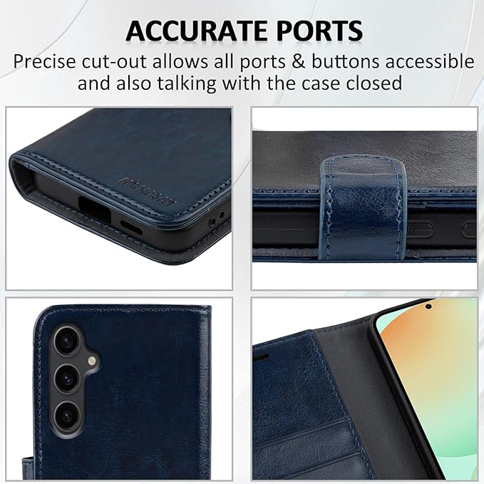 MONASAY Wallet Case Fit for Samsung Galaxy S24 FE 6.1 inch 5G,[RFID Blocking] Flip Folio Leather Cell Phone Cover with Credit Card Holder, Blue