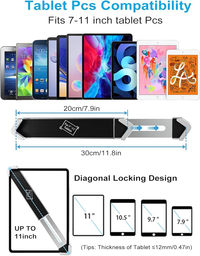 woleyi Anti-Theft Desktop Tablet Kiosk Stand Holder, Heavy Duty Countertop Tablet POS Display Mount with Security Lock and Key, Compatible with iPad Pro/Air/Mini, Galaxy Tabs, More 7-11" Tablets