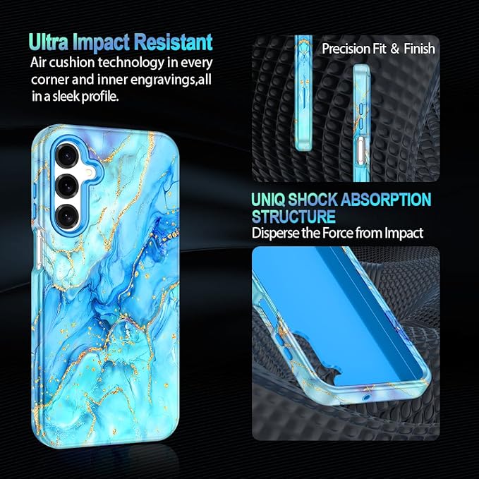 Casetego for Galaxy A16 5G Case,Compatible with MagSafe,[Military Grade Drop Test] Full Body Protection Slim Shockproof Rugged Marble Women Case for Samsung Galaxy A16 5G 6.7 inch,Light Blue