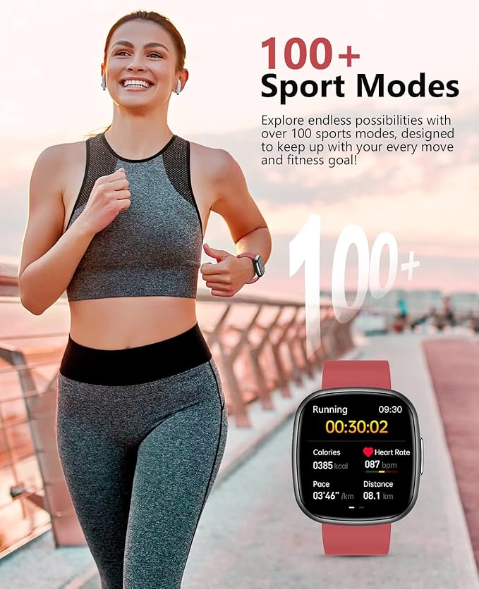 Smart Watch for Women Men,1.72" Super Retina HD Display Fitness Tracker, Heart Rate, Blood Oxygen, Sleep, Pressure Monitor, 135 Sports Modes, Waterproof Square Watch, Compatible with Android and iOS