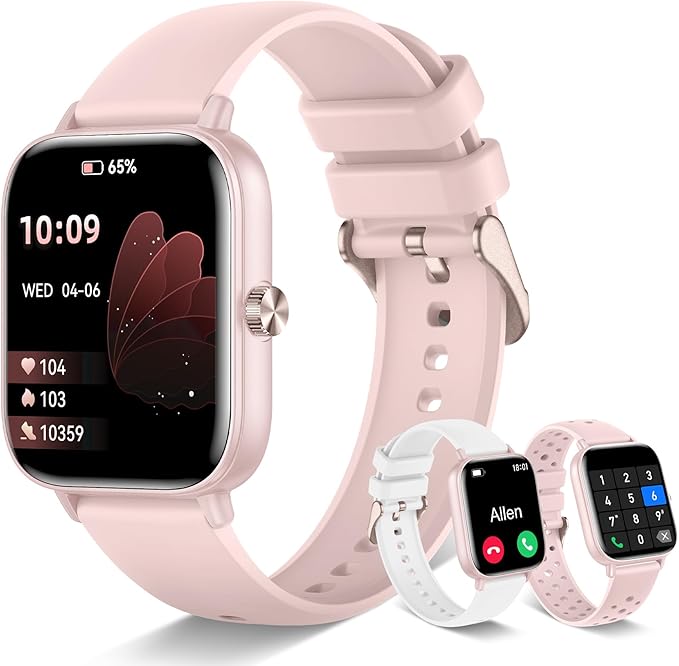 Smart Watch for Women Answer/Make Calls, 1.83'' Touchscreen Smartwatch with 100+ Sport/Heart Rate Sleep Monitor/Pedometer/AI Voice, Waterproof Fitness Activity Tracker, Compatible Android/iOS, Pink