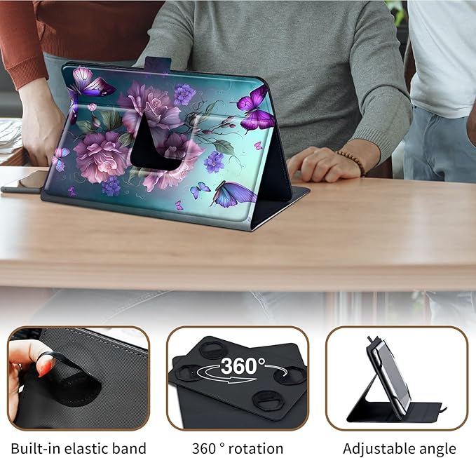 Case for Lenovo Tab P11 Pro Gen 2 11.2" 2022,Mxfdegf 360 Degree Rotating Stand and Magnetic Closure Case for 11.2 inch Lenovo Tab P11 Pro 2nd Generation,Pink Butterfly Flower