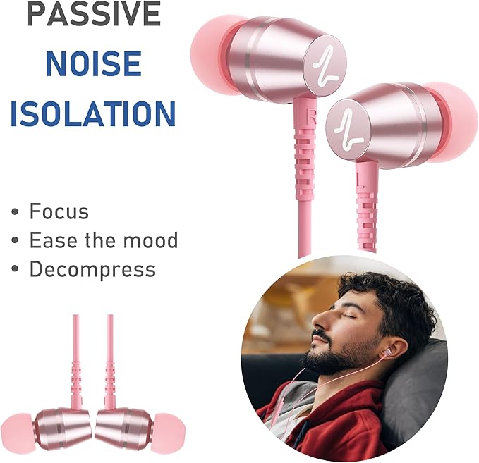 LUDOS OMNITONE USB C Headphones for iPhone 17 16 15 Pro Max Plus Air iPad Pro, 5 Years Warranty, USB-C Earbuds for Samsung Galaxy S24 S23 Ultra S22 S21 FE S20 Z Flip 3, USB Type C Earphones - Pink