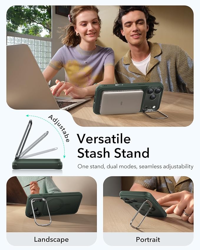 ESR for iPhone 17 Pro Max Case with Stand, Camera Control Cover Compatible with MagSafe, Military-Grade Drop Protection Magnetic Phone Case, Scratch-Resistant Back Cover,Frosted Green