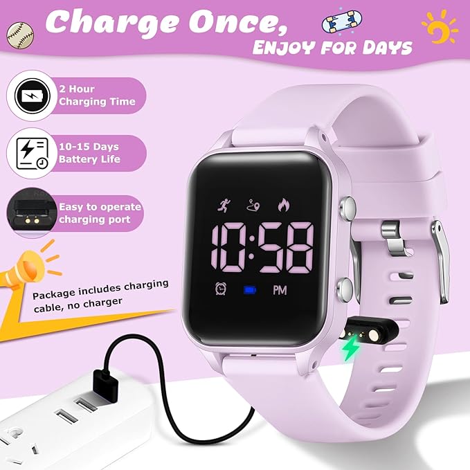 Kids Digital Watches for Boys Girls, Sports Watch with Fitness Tracker, Pedometer, Alarm Clocks, Stopwatch, No App Needed Waterproof Kids Watch, Gift for Teens Student Girls Boys Ages 5-14