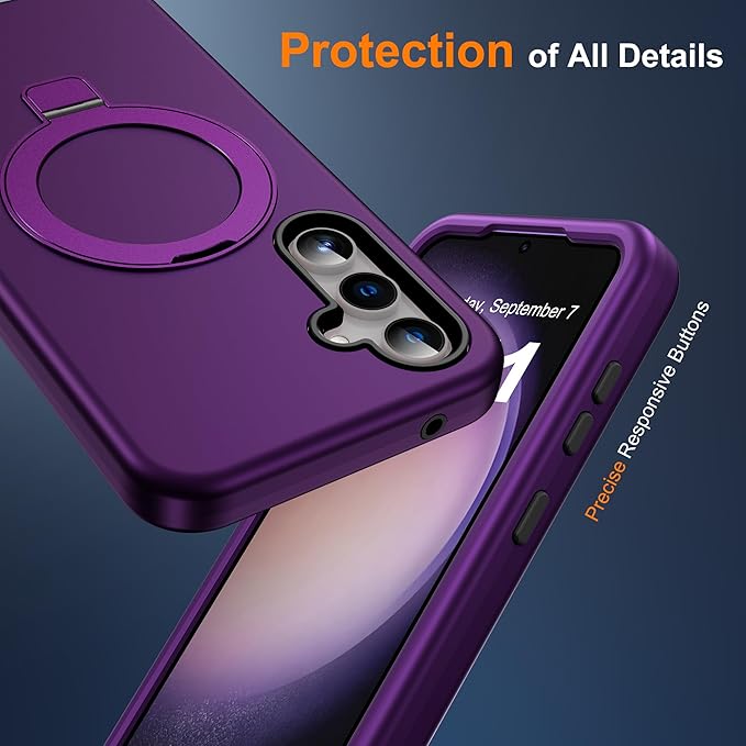 Designed for Samsung Galaxy S23 Case with Magnetic Ring Stand [Compatible with Mag-Safe][Military Grade Drop Protection][Build in Kickstand] Shockproof Galaxy S23 Phone Case 6.1",Purple