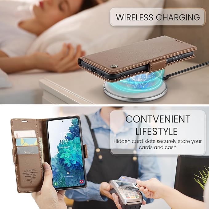 Case for Samsung Galaxy S20 FE Wallet Case, RFID Blocking PU Leather Flip Folio Cover Card Holder Kickstand Shockproof Phone Case Compatible with Samsung Galaxy S20 FE, Brown