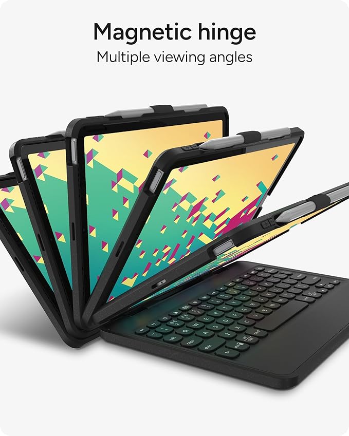 ZAGG Rugged Book Detachable Case and Magnetic-Hinged Keyboard for iPad Air 11" (M3)/ Air 11" (M2)/ iPad 10.9" (air 4th gen)/ 11" (1st & 2nd Gen), Bluetooth Pairing, Backlit Keyboard, Black