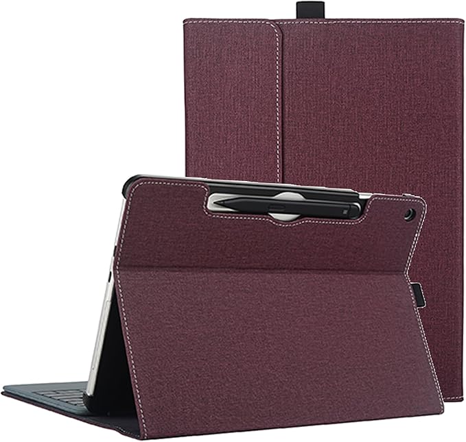 Tablet Case for 2025 New Microsoft Surface Pro 1st Edition 12-inch, PU Leather & Hard Shell Laptop Protective Cover with Multi-Angle Built-in Kickstand & Pen Holder (Wine Red)