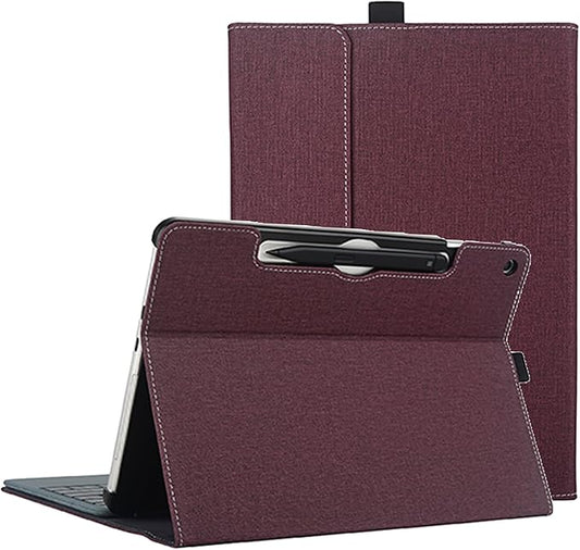 Tablet Case for 2025 New Microsoft Surface Pro 1st Edition 12-inch, PU Leather & Hard Shell Laptop Protective Cover with Multi-Angle Built-in Kickstand & Pen Holder (Wine Red)