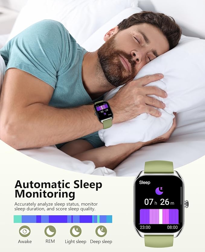 Smart Watch (Answer/Make Call) for Men Women, 2.02" Smartwatch with Heart Rate/Blood Pressure/Blood Oxygen/Sleep Monitor, IPX8 Waterproof Fitness Tracker, 100+ Sports Modes Compatible with iOS Android