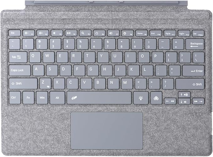 Type Cover for Microsoft Surface Pro 7+ / Pro 7 / Pro 6 / Pro 5 / Pro 4 / Pro 3, 12.3 inch, Ultra-Slim Wireless Tablet Keyboard with Multi Touchpad Bluetooch (Light Gray)