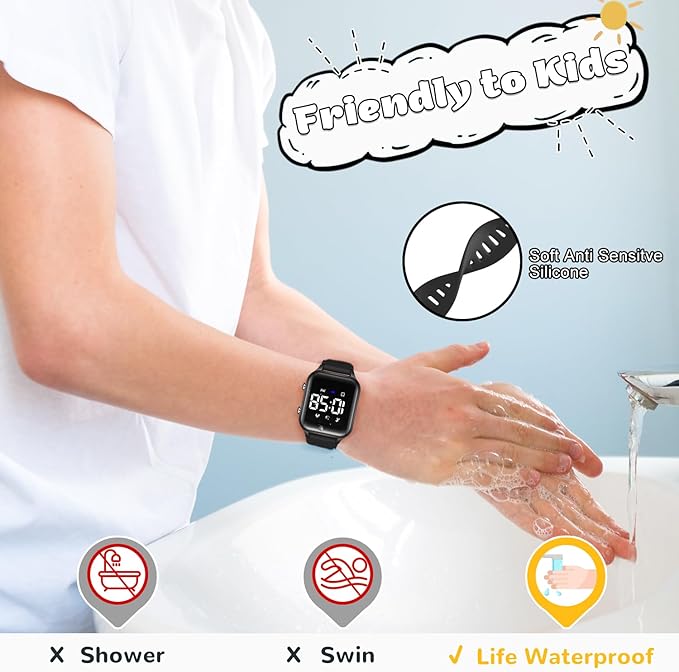 Kids Digital Watches for Boys Girls, Sports Watch with Fitness Tracker, Pedometer, Alarm Clocks, Stopwatch, No App Needed Waterproof Kids Watch, Gift for Teens Student Girls Boys Ages 5-14