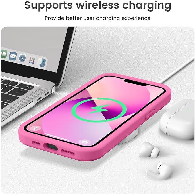 Vooii Compatible with iPhone 13 Case, Liquid Silicone Upgrade [Camera Protection] [Soft Anti-Scratch Microfiber Lining] Shockproof Phone Case for iPhone 13 6.1 inch - Pitaya