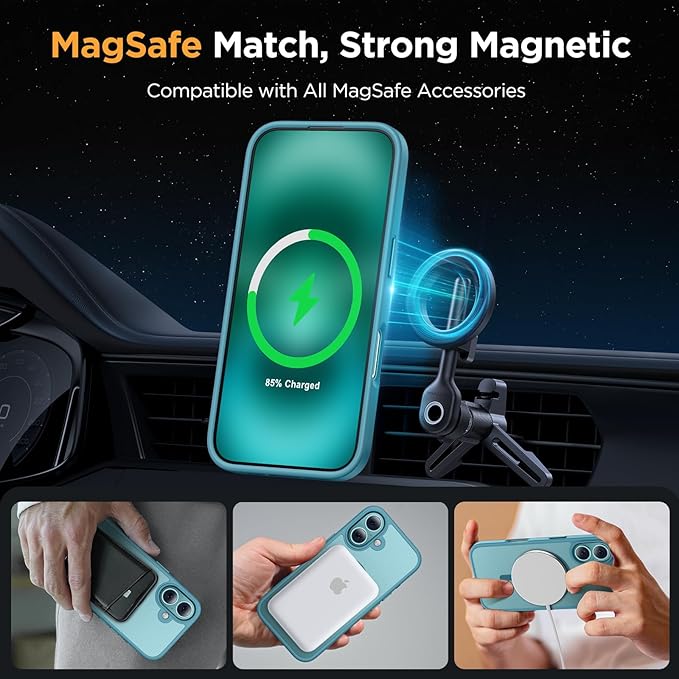 Miracase Magnetic Series for iPhone 16 Plus Case [Compatible with MagSafe] [with 2X Screen Protectors] Military-Grade Protection, Anti-Fingerprint, Slim Phone Case for 16 Plus 6.7 inch - Green